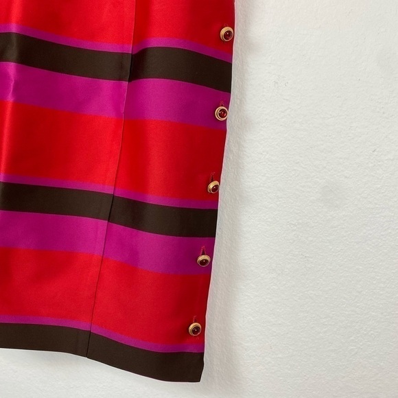 CYNTHIA ROWLEY Multi color Block Striped Shift Satin Dress 8 - Picture 5 of 12